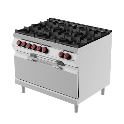 cucina 700 a gas 6 fuochi aperti con forno elettrico maxi
